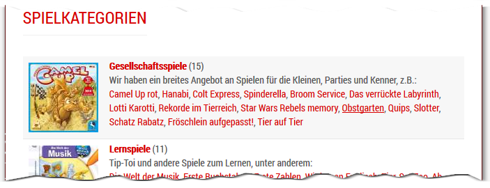 Internetexport Kategorien