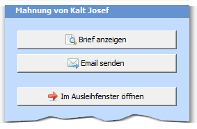 Mahnungen Ausleihfenster